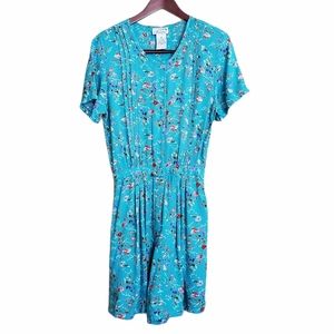 Vintage Access Romper Teal Dainty Floral One Piece Shorts Medium